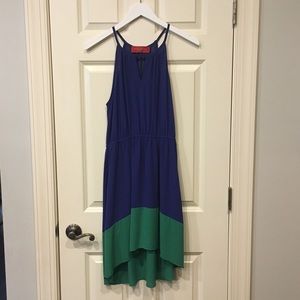 Blue&green Akira Chicago Red Label hi lo hem dress
